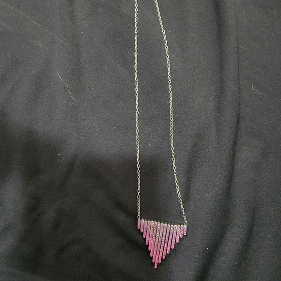 Art deco style SS necklace with purple Swarovski elements. - Picture 4 of 4